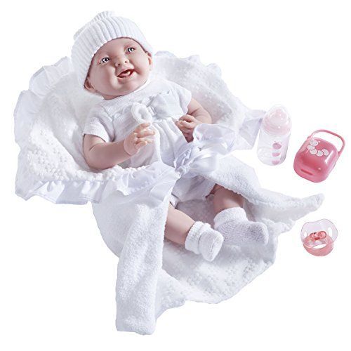 JC Toys La Newborn - Realistic 17 Anatomically Correct Real Girl Baby Doll - All Vinyl in Pink Bubble Suit and Blanket