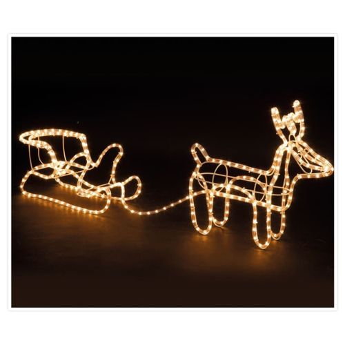 VIDAXL Decoration de Noël Renne et traîneau 100 LED exterieur blanc pas  cher 