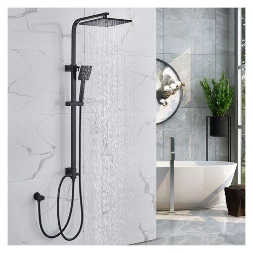 Colonne de douche thermostatique avec mitigeur barre, pommeau carré et  douchette – Noir - Preto