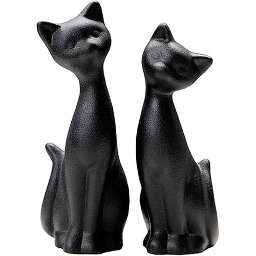 Lot de 3, statue de chat – Statue de chat noir pour décorations de patio  extérieur – Décorations d'Halloween de chat noir – pour décorations de  jardin