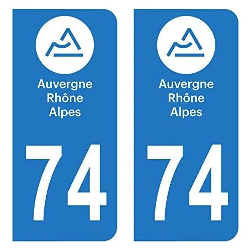 74 Haute Savoie nouveau logo Noir autocollant plaque immatriculation auto  ville sticker Lot de 4 Stickers - Angles : arrondis : : Auto et  Moto