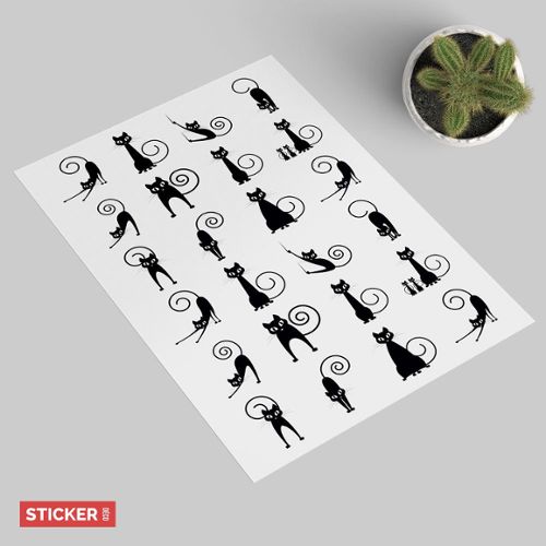 Sticker porte Chat noir qui s'accroche - Poster décoration à petits prix