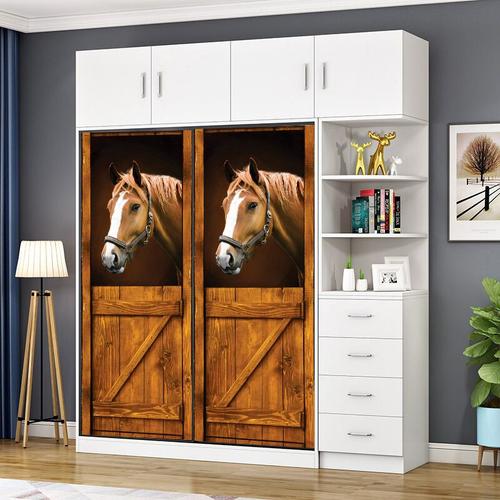 Sticker mural trompe l/'oeil Chevaux 822