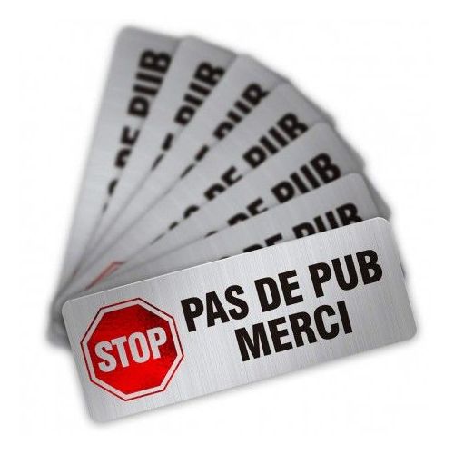 Stop Pub étiquette pour boite aux lettres logo 202 - Autocollant pas de pub  merci sticker - Taille : 8 cm