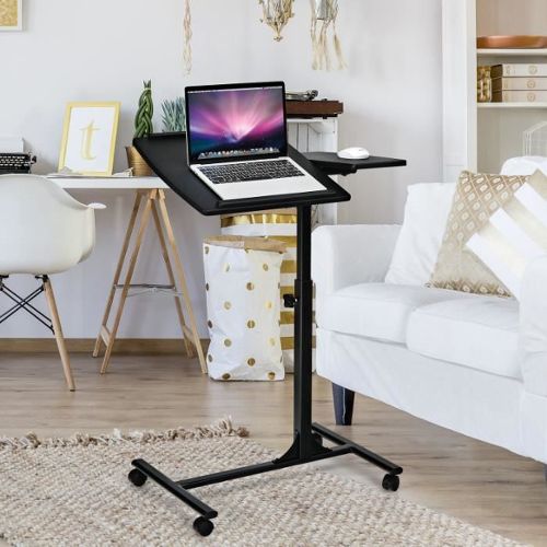 Plateau de table de lit de bureau d'ordinateur portable en bambou de 15,6  avec ventilateur de refroidissement USB, plateau inclinable de table de  petit déjeuner pliable avec tiroir