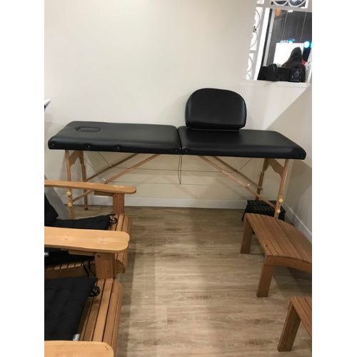 Table de massage 13 cm pliante 2 zones en bois avec panneau Reiki