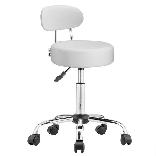 Fauteuil à roulette tabouret chaise de bureau blanc BUR09021