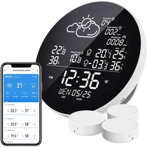 Thermomètre Hygrometre Intérieur, 2PCS Mini Thermomètre Hygromètre Digital  à Haute Précision, Moniteur de Température et Humidimètre