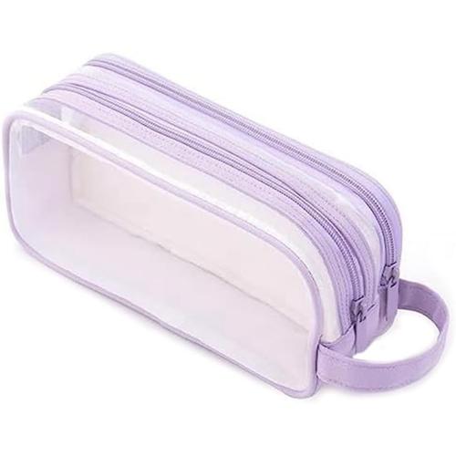 Grande trousse transparente en PVC pour fournitures scolaires