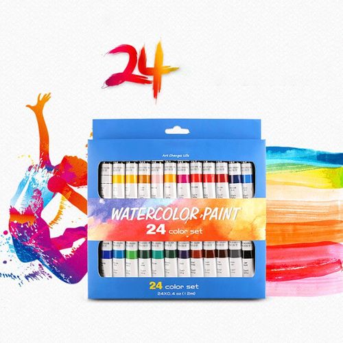 Coffret Peinture Acrylique 24 Tubes de Couleurs Kit de Peinture