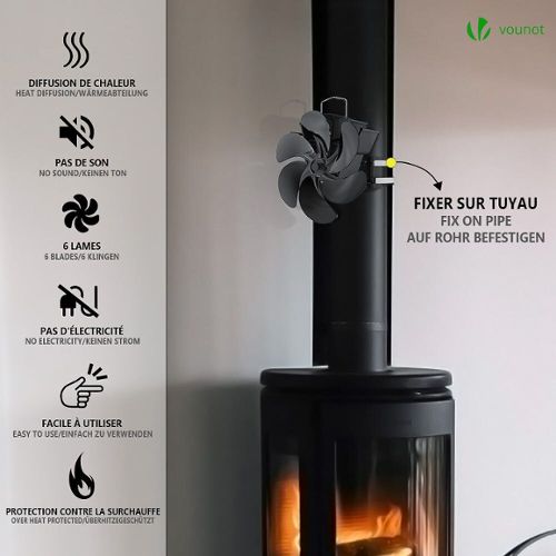 Ventilateur de poêle à bois, ventilateur de cheminée silencieux à