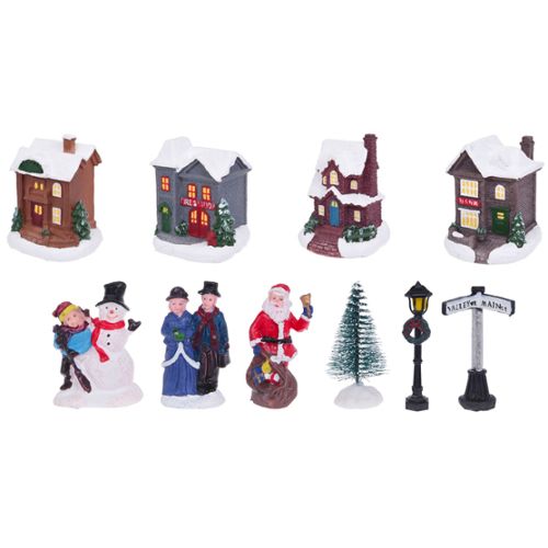 Village de Noël Lumineux, Maison De Noël Lumineuse Led Maison Village Noel,  Miniature Decoration Noel Village, RéSine ColoréE Maison Neige Enfants
