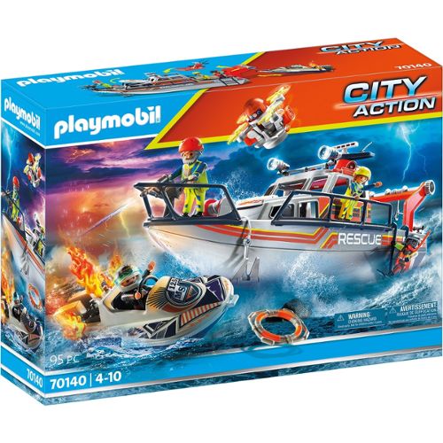 Playmobil Sauveteurs hélicoptère bateau pneumatique 4428