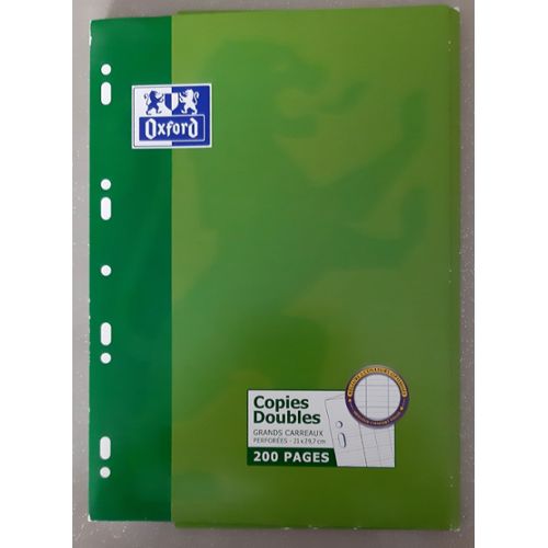 OXFORD Lot de 500 Pages Feuilles Simples Perforees A4 (21 x 29, 7cm) 90g Grands  Carreaux Seyes - Maxi Pack : : Fournitures de bureau