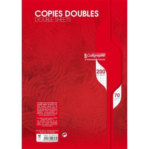 Lot 400 Pages Copies Doubles Grands Carreaux Format A4 21x297cm Perforées  Seyès