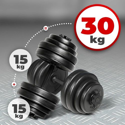 20€01 sur TecTake Kit barre de musculation curl + 8 poids - Poids