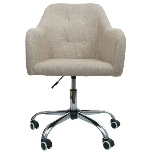 Chaise de bureau hwc-j21, chaise de bureau pivotante, réglable en hauteur ~  tissu/textile crème-beige - Conforama