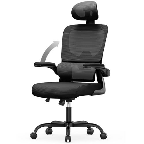 Chaise de bureau - Chaise ergonomique BIGZZIA - Fauteuil avec accoudoir  rabattable à