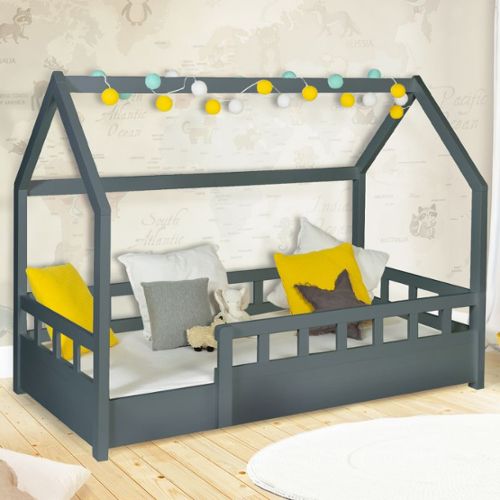 Cadre de lit enfant avec tiroir 80x160 cm en bois de pin avec