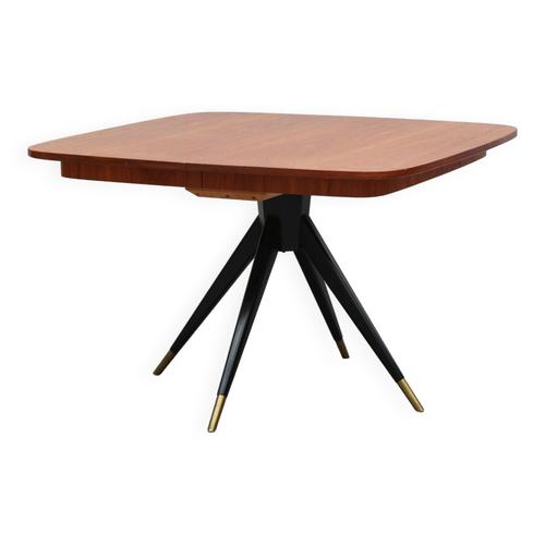 Table À Manger SIXTINE Ronde 130X130Cm Pieds Croisés Bois Teck