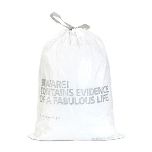 Handy Bag 1 Rouleau de 15 Sacs Poubelle 10 L, Pour Salle de Bains, Poignées  Coulissantes, Ultra Résistant, Anti-Fuites, 45 x 45 cm, Blanc