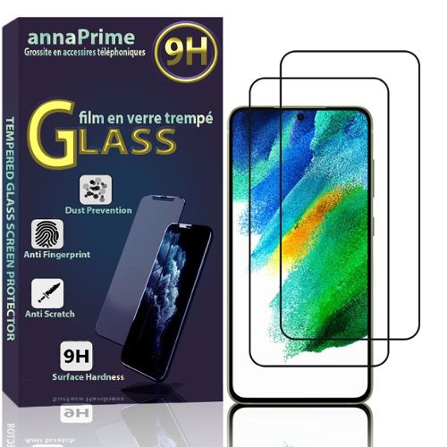 Verre Trempé Samsung Galaxy S21 FE Intégral, Protection Ecran 100% Adhévise  - Contour Noir - Français