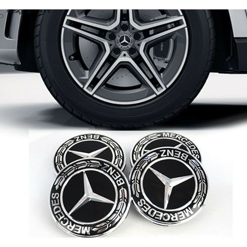 4 Logo Emblème Mercedes Jante Cache Moyeu Centre De Roue 75mm - Équipement  auto