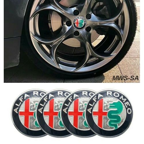 4x Cache Moyeu Centre Roue Ø50/48 mm pour Alfa Romeo Logo Gold