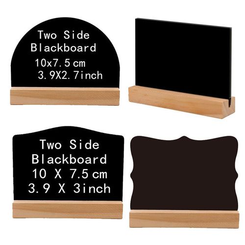 (10pcs)Mini Tableaux Noirs En Bois, Etiquette Ardoises Double Face, Tableau Craie Rectangle Avec Support, Mini Panneau D'affichage Avec Base, Pour Dcoration De Mariage, Bar, Fte, cole