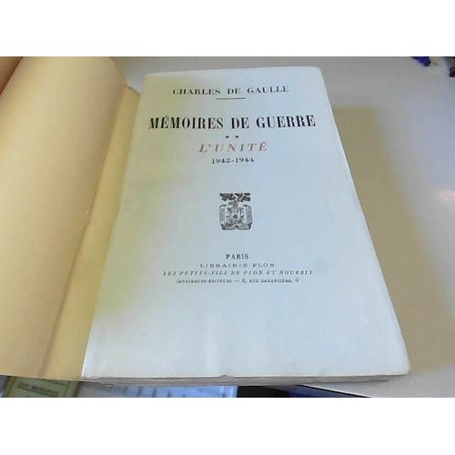 #144232 Charles De Gaulle, Mmoires De Guerre ** L'unit 1942-1944   de Charles de Gaulle  Format Broch 
