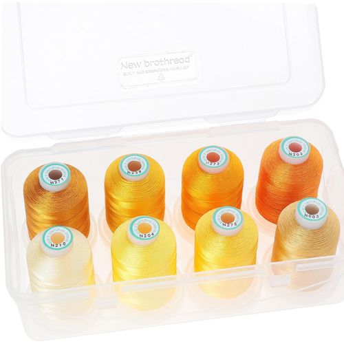 - 15 Options-8 Bobines  Encliqueter De 1000m Chaque Polyester Machine Fil  Broder Avec Bote De Stockage En Plastique Transparent Pour Broderie & Matelassage-Different Yellow