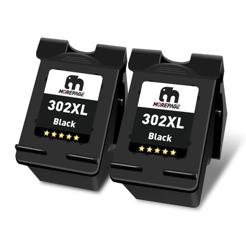 (2 Pcs Black ) Morepage 302xl Cartouche D'encre Reconditionne Pour Hp302 Hp 302 Pour Hp Deskjet 2130 2135 1110 3630 3632 Officejet 3830 4520 Imprimante