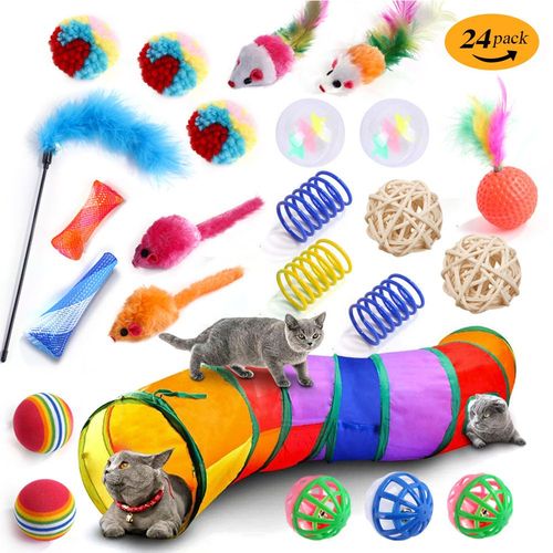(2 Voies Multicolore) Tunnel Pliable Pour Chat  2 Voies - Couleur De Jouet Alatoire - Jouet Interactif De Maison De Labyrinthe Pop-Up - Tunnel De Jeu Pour Chat, Chiot, Lapin, Petit Animal