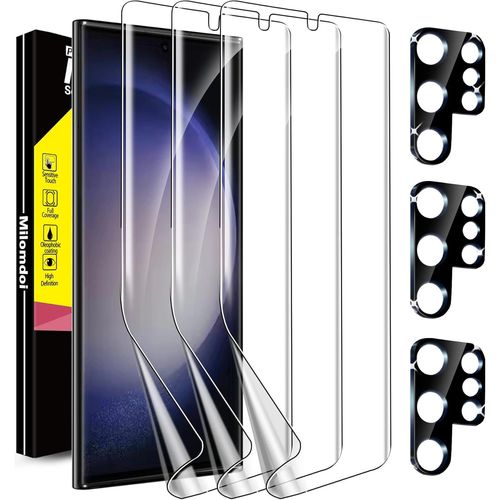 [3 + 3 Pieces] Protection For Samsung Galaxy S23 Ultra 5g 3-Piece Tpu Screen Protector Tempered Glass Protective Camera Lens Back Camera Case Friendly Accessory