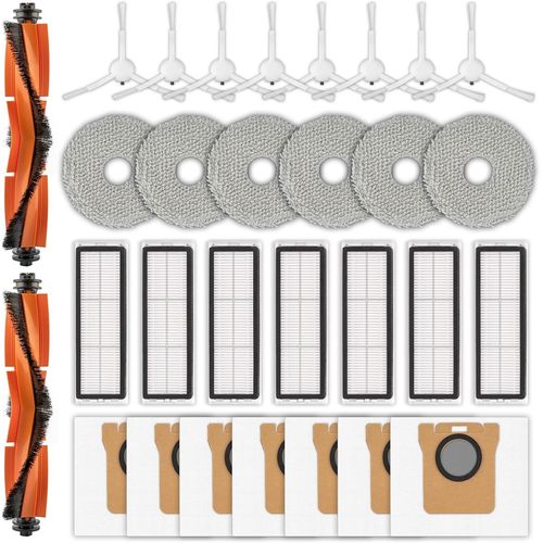 (30 Pices) X20 Plus Pices De Rechange Pour Aspirateur Robot Xiaomi X20+/ 1S/ S20 Plus/ S20+/ X10+/ X20 Pro, 2 Brosses Rotatives, 8 Brosses Latrales, 7 Sacs  Poussire 7 Filtres[SSE7114056]