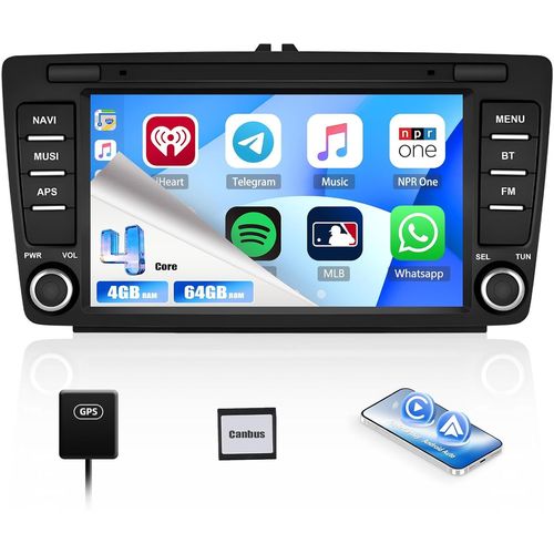 [4+64GB] Android 13 Autoradio pour Skoda Octavia II Superb Octavia Yeti Rapid,Navi Wireless Carplay,8 Pouces Ecran Tactile 2 Din Radio Android Auto Bluetooth WiFi FM/RDS 32EQ 2USB+Canbus