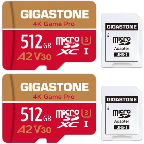[5 Ans Rcupration De Donnes Gratuite] Carte Mmoire 512 Go Lot De 2, Game Pro , Vitesse Jusqu' 160/100 Mo/S, Pour Switch, Steamdeck, 4k Video A2 V30 U3 Microsdxc Avec Adaptateur.