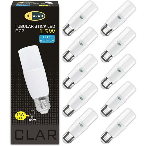 -Ampoule Led Tube E27 15w. Ampoule Led Gros Culot  Vis E27 Led 15w quivalent  Ampoule Fluocompacte,Ampoules Leds Diall E27. Blanc Neutre 4000k(Pack 10)