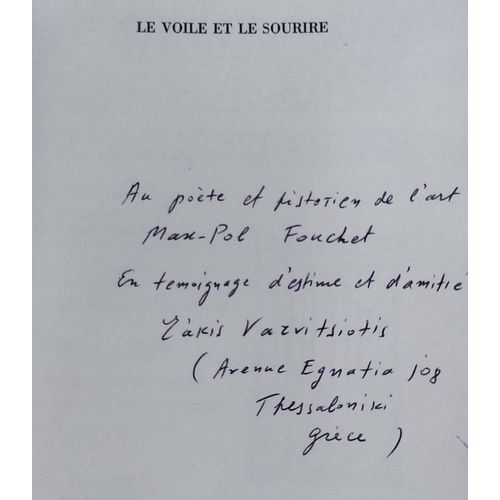 ( Autographe  Max Pol Fouchet) Varvitsiotis,Le Voile Et Le Sourire   