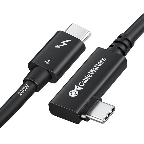 [Certifi Intel] 40Gbps Cble Thunderbolt 4  Angle Droit De 0,8M Avec Vido 8K, Charge 240W - Cble Thunderbolt 4 90 Degrs De 80 Cm Compatible Avec Usb 4, Cble Thunderbolt 3 Et Usb-C[X4105]