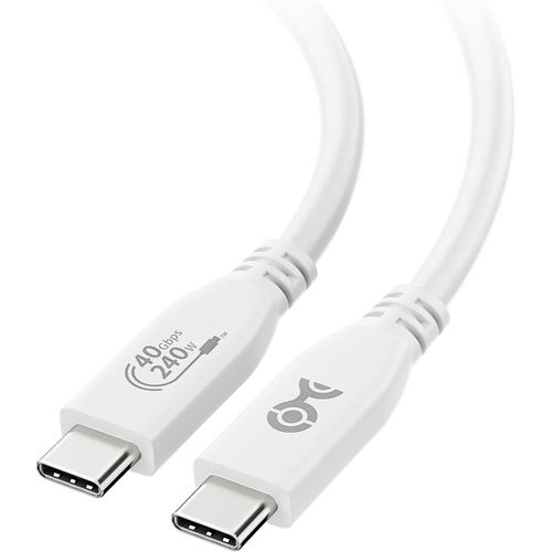 [Certifi USB-IF] Cble USB4 avec donnes 40Gbps, Support vido 8K et Recharge de 240W 1m, Blanc - Entirement Compatible USB-C et Thunderbolt 4