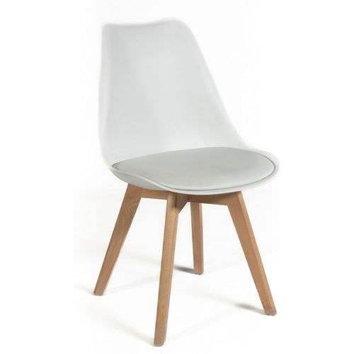 | Chaise De Salle  Manger Ou Bureau Avec Pieds En Bois De Htre Et Coussin Doux En Similicuir | Dimensions : 50 X 48 X 82 H Cm (Blanc, 1).[G249]