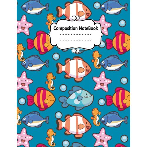 Composition Note Book: Ocean Sea Life Flying Fish Composition Notebook, Vintage Dictionary Print Style 110 Page Notebook College Ruled. Marine Notebook Themed Gift..    Format Broch 