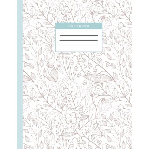 Composition Notebook: College Ruled, Black Floral Print Notebook For Kids, School, College, Students. | 110 Pages | 8.5