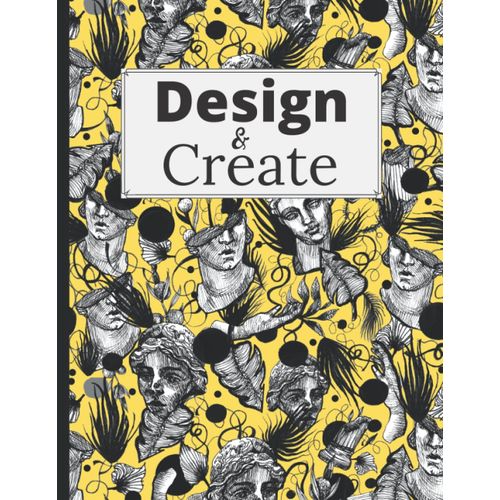 Composition Notebook Create And Design (Yellow Edition) - Dual Blank And Lined Paged Book For Your Creations, Storytelling Or Designing Ideas, Sketch And Make Notes On Each Page. 200 Pages At 8.5 X 11    Format Broch 