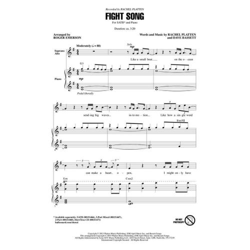 Dave Bassett : Fight Song - Partitions Pour Chorales Satb Hl00151466