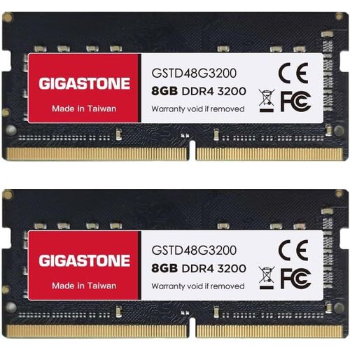 [DDR4 RAM] GIGASTONE 16Go Kit(2x8Go) DDR4 3200MHz(2933MHz Or 2666MHz) PC4-25600(PC4-23400/21300) CL22 1.2V SODIMM 260pin UnbuffeRouge Non ECC Mmoire Haute Performance Mise  Niveau pour Portable