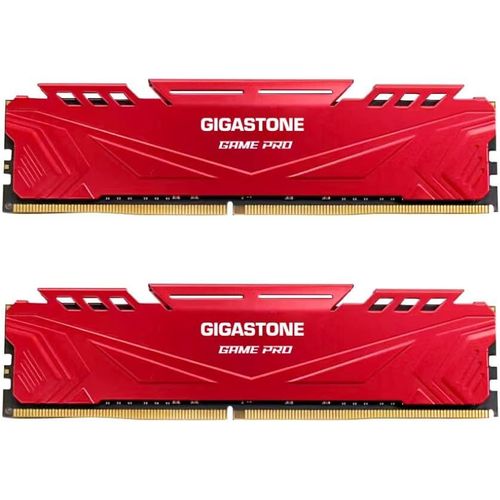 [DDR4 RAM] GIGASTONE Game Pro 16Go Kit(2x8Go) DDR4 3200MHz PC4-25600 CL 16-18-18-40 Intel XMP 2.0 AMD Ryzen 1.35V UDIMM 288pin UnbuffeRouge Non ECC Mmoire Haute Performance pour PC Bureau-Rouge