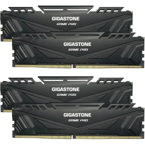 [DDR4 RAM] GIGASTONE Game Pro 32Go Kit(4x8Go) DDR4 3200MHz PC4-25600 CL 16-18-18-40 Intel XMP 2.0 AMD Ryzen 1.35V UDIMM 288pin UnbuffeRouge Non ECC Mmoire Haute Performance pour PC Bureau-Noir