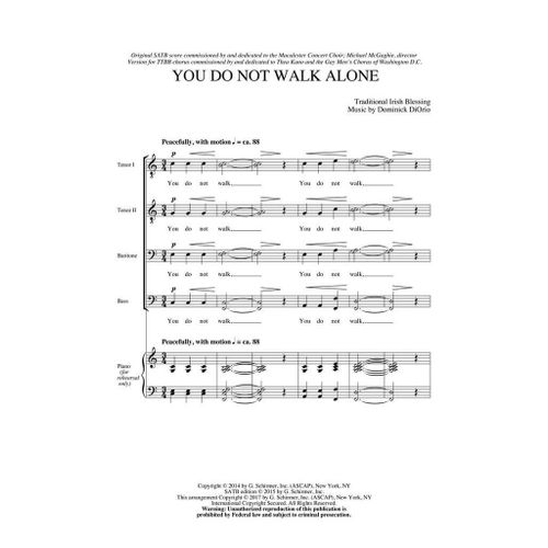 Dominick Diorio : You Do Not Walk Alone Craig Hella Johnson Choral Series - Partitions Pour Chorales Ttbb Hl50601102 9781540005656